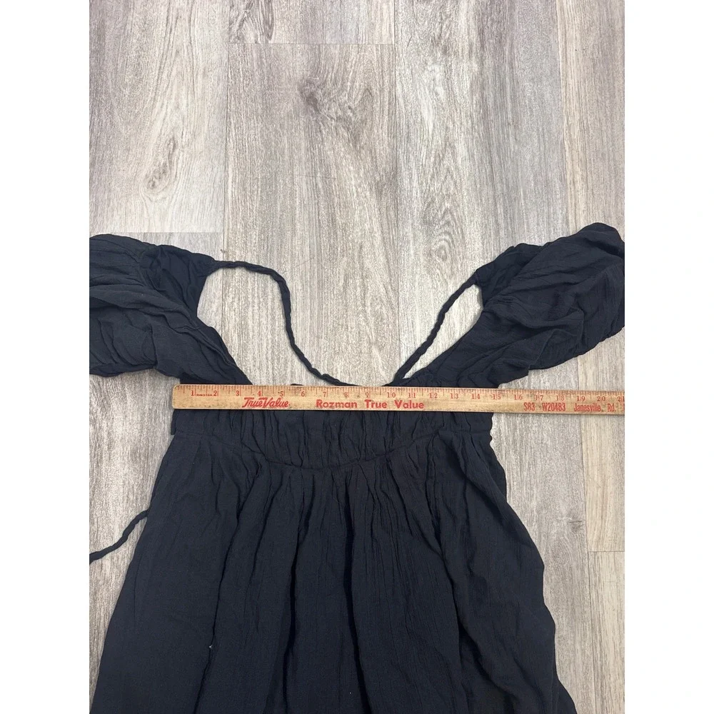 Free People Endless Summer Marina Tie Back Cotton Babydoll Dress Black Size XS